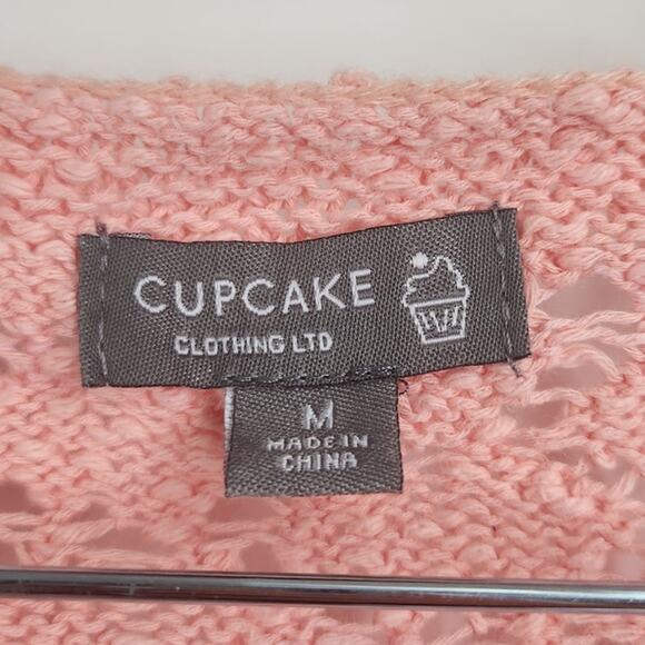 Cupcake Clothing LTD Cotton Pink Open Front Cardigan Sweater Womens Medium M - Picture 3 of 4